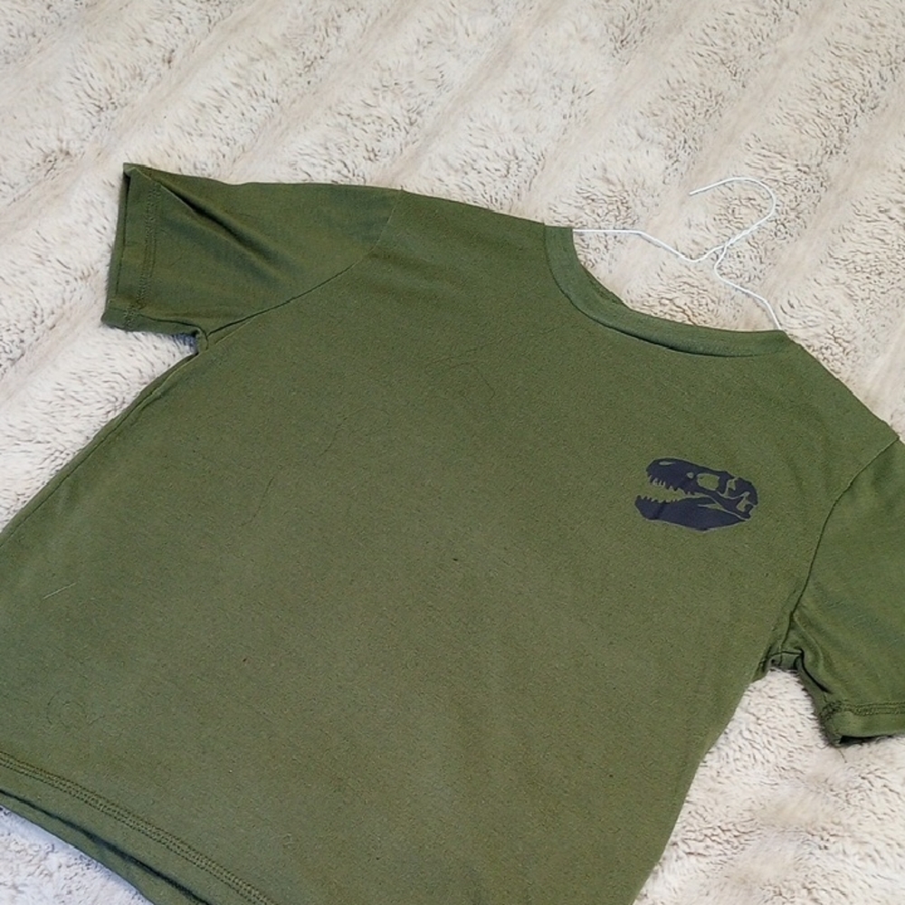 Kids Olive Green Dinosaur Graphic Tee